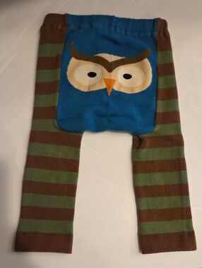 Doodle Pants Owl Brown & Green Striped Baby Leggings Small